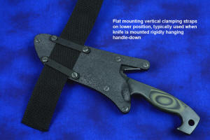 Flat clamping straps for tactical knives in anodized high strength aluminum alloy