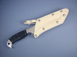 "Seabee" sheathed detail. Sheath is postively locking, waterproof, combat tough.