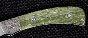 Nephrite Jade on liner lock folding knife handle