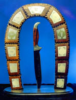 Honduran Rosewood custom knife stand with brass inlays